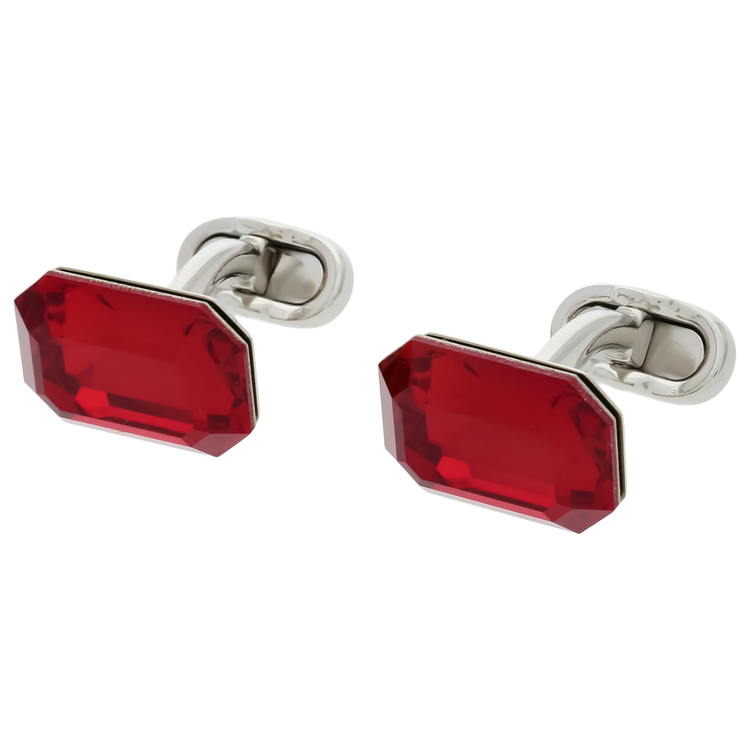 MONART(モンアート) |レクタングルカットガラスカフス レッド