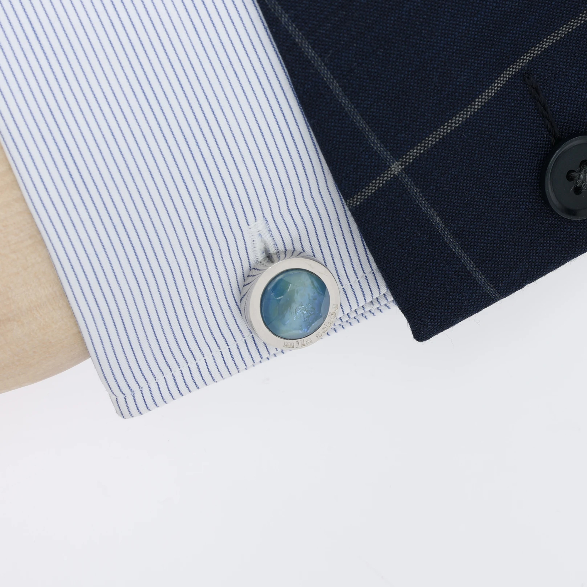 【美品】ラルフローレン　純銀　エナメル　ブルー　ラウンド　カフス　カフリンクス 美品】ラルフローレン 純銀 エナメル ブルー ラウンド カフス