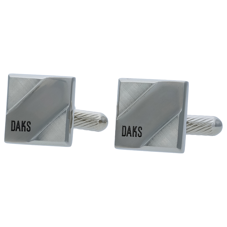 DAKS(ダックス) |スクエアコーナーデザインロゴカフス シルバー