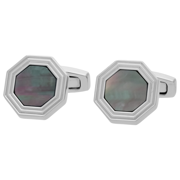 SIMON CARTER(サイモン・カーター) |ヘキサゴンプレートカフス グレーMOP